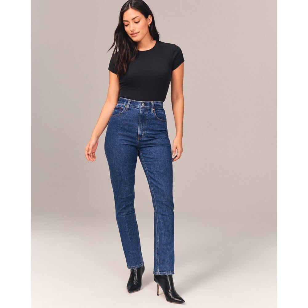 Abercrombie & Fitch Curve Love Ultra High Rise 90s Slim Straight Jean Size 36/22